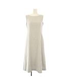 フォクシーニューヨーク FOXEY NEW YORK Lush フレアワンピース ミモレ ロング ノースリーブ ボートネック チェック柄 38 グレー /BB