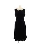 ベロアノワール バイ フォクシー ニューヨーク VELOUR NOIR by FOXEY NEW YORK Petit Point フレアワンピース ミモレ ロング ノースリーブ レギュラーカラー 38 黒 ブラック /BB