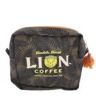 パピヨネ PAPILLONNER イア パピヨネ ear PAPILLONNER ライオンコーヒー LION COFFEE ポーチ スクエア 刺繍 カーキ /TK