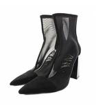 ザラ ZARA メッシュブーツ Mesh Boots ショートブーツ ポインテッドトゥ チャンキーヒール スエード ナイロン 37 黒 ブラック 1104/710/040 /YT