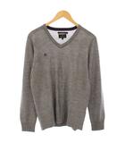 ニット セーター アーガイル Vネック 長袖 L グレー /TK