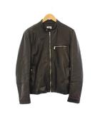 エンメティ EMMETI ANDREA ラムスキンシングルレザージャケット ライダースジャケット 中綿 48 黒 /KH