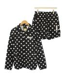 ナイキ NIKE ウーブンジャケット フローショーツ セットアップ ステンカラー アウター ショートパンツ イージー ドット柄 バイカラー S 黒 ブラック 白 ホワイト CQ8924-010 CJ4808-010 タグ付き /BB