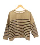 トラディショナルウェザーウェア Traditional Weatherwear カットソー 長袖 クルーネック ストレッチ バイカラー ボーダー柄 S ベージュ 黒 ブラック /BB