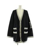 イエナ IENA 23AW レタードカーディガン ニット 長袖 Vネック カシミヤ混 ウール混 F 黒 ブラック 23080900361030 /KU