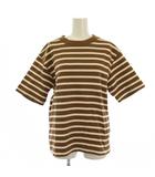 マーガレットハウエル MHL. Tシャツ カットソー 半袖 クルーネック ボーダー柄 2 茶 白 /BM