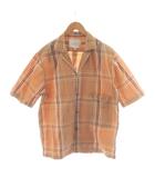 スタジオニコルソン STUDIO NICHOLSON シャツ M オレンジ チェック柄 半袖 オープンカラー /AN52