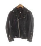 バッファロー ボブス Buffalo Bobs PUREGOLD ライダースジャケット ダブル 裏地チェック柄 羊革 1 黒 ブラック MFP5401 /AN26