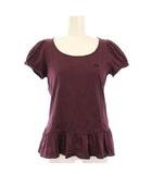 バーバリーブルーレーベル BURBERRY BLUE LABEL Tシャツ カットソー 38 赤紫 ボルドー ボーダー柄 半袖 ペプラム /TK