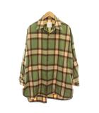 長袖チェックシャツ オーバーサイズ F 緑 ライトグリーン 茶 ブラウン /YM