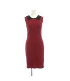 ラブレス LOVELESS ワンピース 36 赤 ノースリーブ 丸襟 リブ編み ひざ丈 /JP