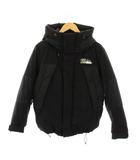 ファーストダウン FIRST DOWN ダウンジャケット アウター フード ロゴ プリント S 黒 ブラック /BB