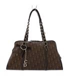 クリスチャンディオール Christian Dior トロッター ボストンバッグ ハンドバッグ ベロアリボン 茶 /KH ■OH ●D