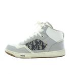 クリスチャンディオール Christian Dior Calfskin with Oblique Jacquard B27 オプリーク スニーカー 42 27cm グレー ジャガード ハイカット /RI ■OS