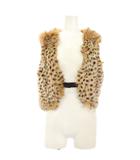 カールドノヒュー KARL DONOGHUE フォックスファーベスト ヒョウ柄 レオパード XS 茶 /KH