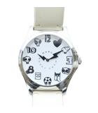 マークバイマークジェイコブス MARC by MARC JACOBS ジャンク 腕時計 ウォッチ クォーツ アナログ レザー 本革 ステンレススチール 白 ホワイト シルバーカラー 文字盤イラスト 稲妻型針 文字盤中央ロゴ /RI ■OS