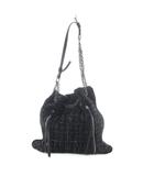ザラ ZARA チェーンバケットバッグ ショルダーバッグ ツイード ブラック /YO28