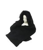 フード フーディ マフラー 黒 ブラック フード付き ファー付き ポケット付き /RI ■OS