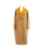 ルルロジェッタ ルールロジェット leur logette コート ロング リネン混 アウター 1 オレンジ 茶色 ベージュ ボア切替 ビジューボタン 長袖 01326 /YM