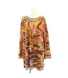 レオナール LEONARD FASHION チュニック カットソー 長袖 総柄 シルク混 44 茶 0389611 /KH