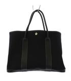 エルメス HERMES ガーデンパーティ PM トートバッグ ハンドバッグ キャンバス 黒 刻印□K /KH ■OH