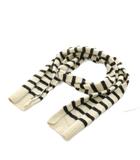 マフラー ボーダー柄 ウール アンゴラ混 白 ホワイト 黒 ブラック /AN43