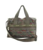 レスポートサック LesportSAC 2WAY ショルダーバッグ ハンドバッグ ロゴ柄 茶 マルチカラー /MI