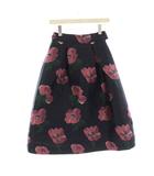 イエナ IENA スカート 34 紺 紫 花柄 膝丈 タック /JP