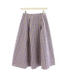 イエナ IENA スカート 34 紫 ベージュ チェック柄 ミモレ丈 フレア /JP