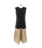 イエナ IENA 22SS リサイクルニットコンビワンピース ロング ノースリーブ ニット切替 タグ付き 36 黒 ブラック ベージュ 22040900819020 /YT