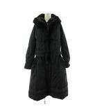 ヒロココシノ HIROKO KOSHINO 2点セット ダウンコート ロング ダウンベスト ジップアップ フォックスファー 38 黒 ブラック RHUVJ-47110 /KU