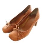 プラダ PRADA レザーパンプス ハイヒール リボン 35 茶 ブラウン /SS ■OS