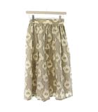 イエナ IENA スカート 34 白 黒 ストライプ柄 花柄 ひざ丈 /JP