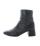 メゾンエウレカ MAISON EUREKA SQUARE TOE SHORT BOOTS 057 スクエアトゥショートブーツ サイドジップ 37 23.5cm 黒 ヒール /RI ■OS