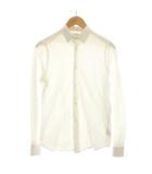 ボタンダウンシャツ S 白 ホワイト 衿花柄 長袖 /YM