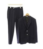 シングルスーツ セットアップ テーラードジャケット アウター 背抜き テーパードパンツ スラックス ジップフライ ウール チェック柄 M 74 紺 ネイビー /BB