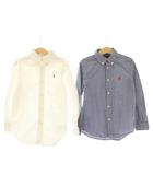 ラルフローレン RALPH LAUREN 子ども服 2点セット ボタンダウンシャツ カジュアルシャツ 6 120/60 白 ホワイト 青 ブルー 長袖 無地 チェック スモールポニー /HN