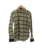 ケネスフィールド KENNETH FIELD シャツ S グリーン チェック柄 長袖 丸襟 /JP