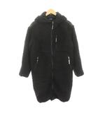 ファーストダウン FIRST DOWN フリースコート ジャケット ジップアップ 上着 F 黒 ブラック ボア フード付き ロング /HN