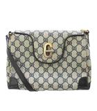 オールドグッチ GGスプリーム キャンバス ショルダーバッグ ロゴ 切替 グレー 黒 ブラック /BB ■OH