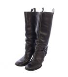 グッチ GUCCI ロングブーツ GGロゴ レザー 36.5C 黒 ブラック /TK