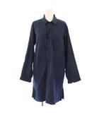 フォーティーファイブアールピーエム  45R 45rpm 藍納戸サテンの抜染プリントペインターチュニック シャツ ブラウス 長袖 レギュラーカラー 総柄 F 紺 ネイビー /BB