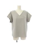 シャツ ブラウス F グレー ストライプ柄 Vネック 半袖 /JP