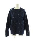 ルーニィ LOUNIE ニット セーター 長袖 クルーネック ビジュー装飾 ウール混 F 紺 ネイビー /KU