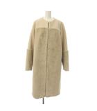 ロウファッジ RAW FUDGE ウール F ベージュ フェイクファー コート ノーカラー /JP