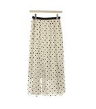 イエナ IENA スカート 36 白 黒 ドット柄 ロング丈 スリット /JP