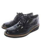 ナノユニバース nano universe エナメル レースアップ ウィングチップ 23cm 黒 ブラック /SR