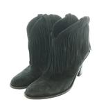 サンローラン パリ SAINT LAURENT PARIS ウエスタンフリンジショートブーツ ショート 39 黒 ブラック /SS ■OS