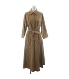マックスマーラ MAX MARA エズーレ ワンピース ロング 7分袖 コットン シルク混 絹 38 茶 ブラウン 24112211326 /AN14