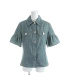 クリッツィア KRIZIA デニムシャツ ブラウス 半袖 フリルスリーブ I40 青 ブルー /AP